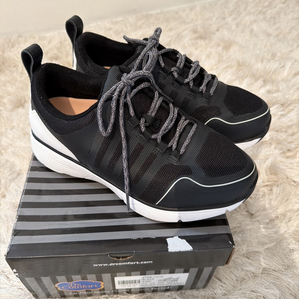 Dr. Comfort Grace Women's Athletic Black Shoes #11310 Size 10.5 XW Comfort Arch